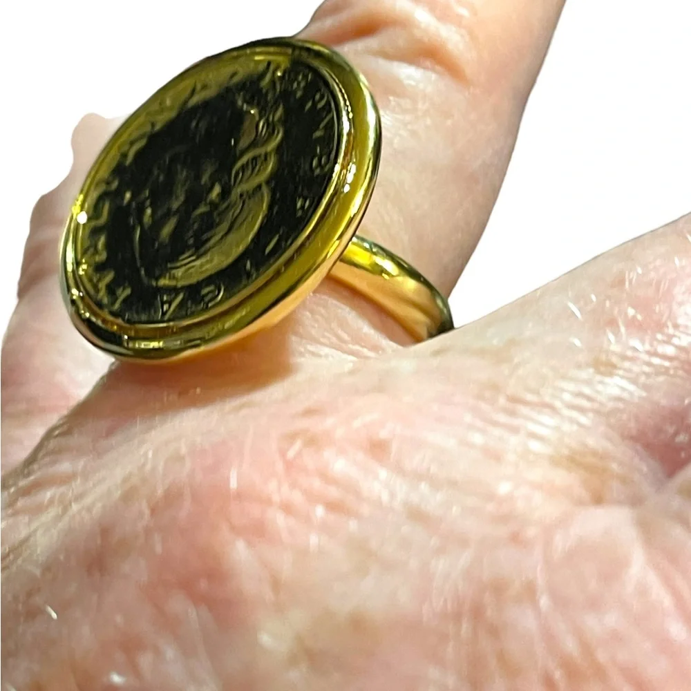 Bronzoro Italy Retired Roman coin Ring gold plt - Picture 7 of 8